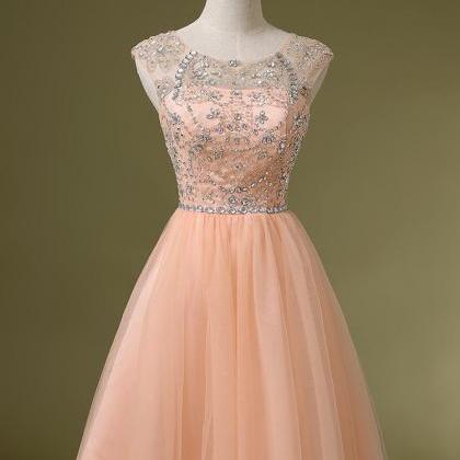 Lovely Short Pink Tulle Style Prom Dresses 2015..