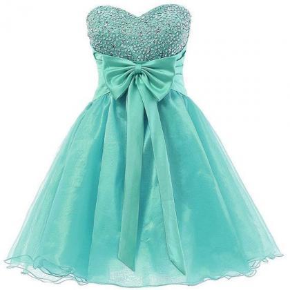 Cute Mint Green Short Prom Dress With Beadings,..