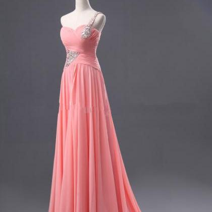 Pretty Pink One-shoulder Simple Prom Dress With..
