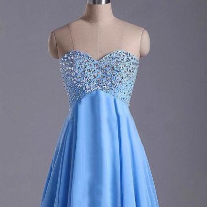Cute Light Blue Short Beadings Prom Dresses 2016,..