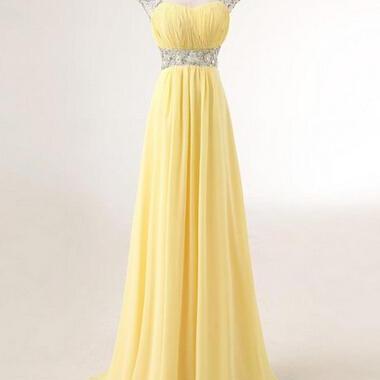 Pretty Cap Sweetheart Sequins Chiffon Prom Dresses..