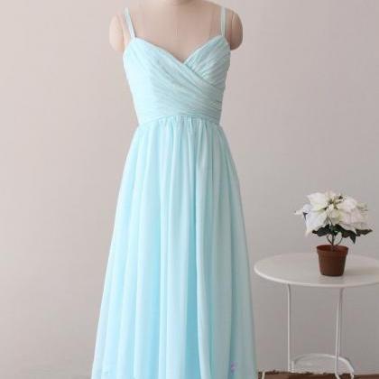 Pretty Light Blue Straps Long Prom Dresses, Light..