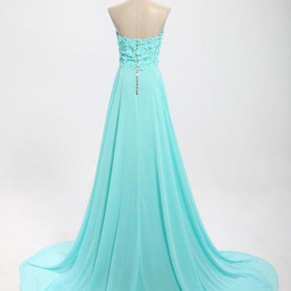 Elegant Blue Sweetheart Long Prom Dresses 2015,..
