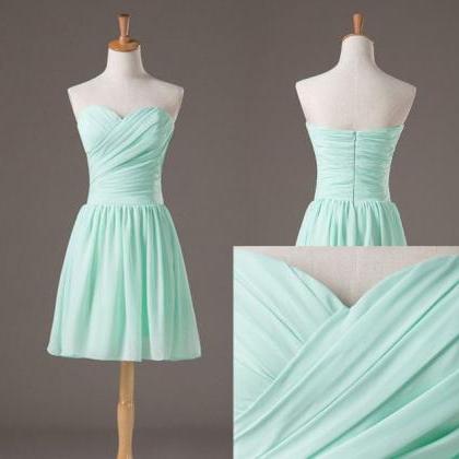Pretty And Cute Mint Short Simple Prom Dresses..