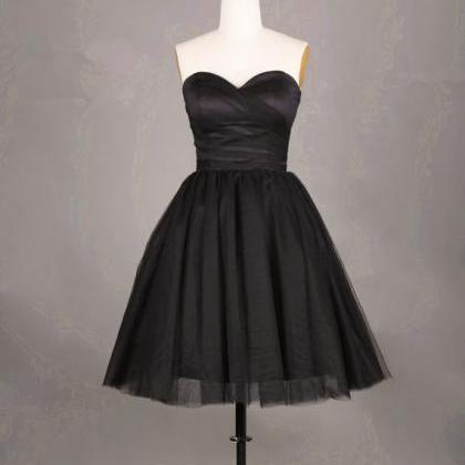 Pretty Simple And Cute Black Short Tulle Prom..