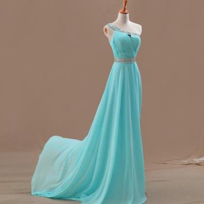 Pretty Simple One Shoulder Chiffon Prom Dresses,..