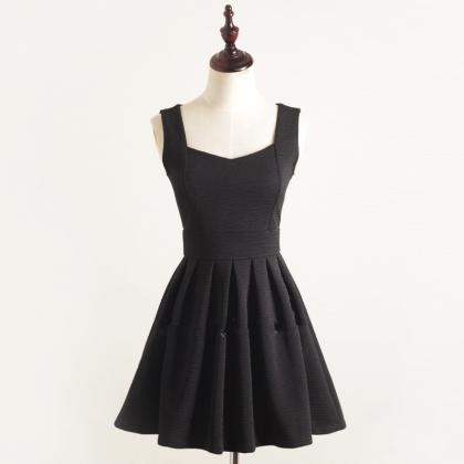 Elegant Black Short Summer Dresses In Stock, Black..