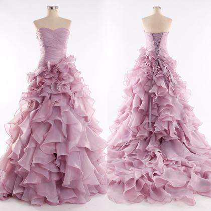 Sweetheart Ruched Layered Ruffled Long Prom,..