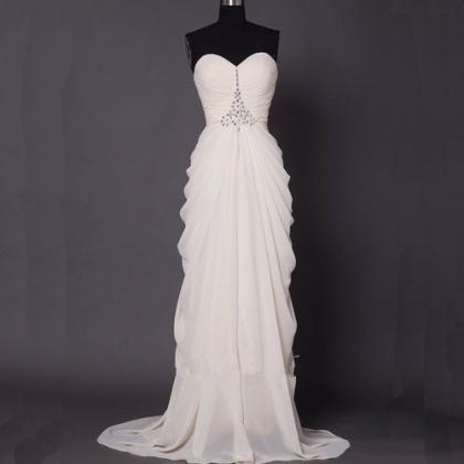 Chiffon Evening Dress in Cream main image 1