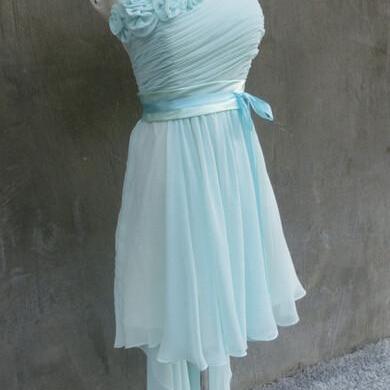 Cute Simple Mint Blue High Low Prom Dresses, High..