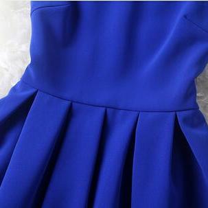 Fashion Blue Blue Dress With Collar, Women Blue..