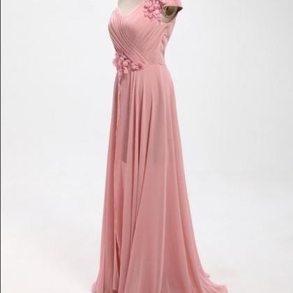 Charming Pink One Shoulder Long Bridesmaid..