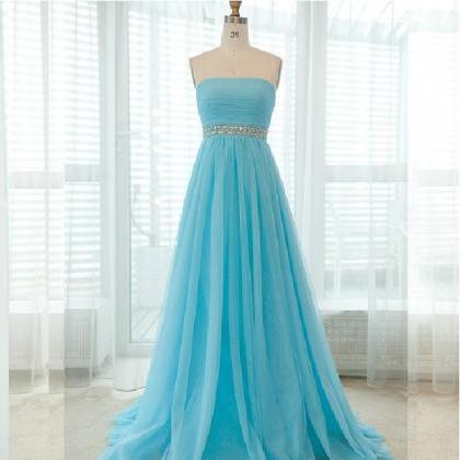 Elegant Handmade Simple Blue Prom D..