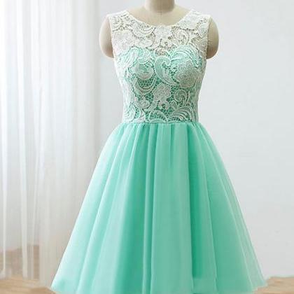 Love Handmade Short Mint Tulle Prom Dress With..