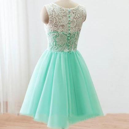 Love Handmade Short Mint Tulle Prom Dress With..