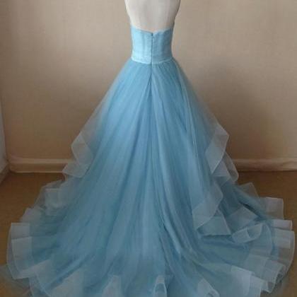 Beautiful Handmade Light Blue Tulle Prom Gowns..