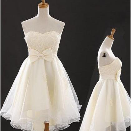 Lovely High Low Sweetheart Prom Dress With Bow,..