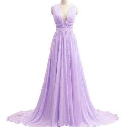 Beautiful Handmade Chiffon Lavender Long Prom..