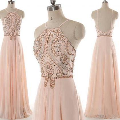 Sparkle Beaded Backless Straps Long Chiffon Link..