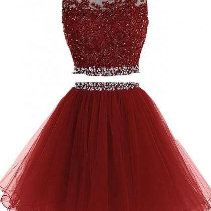Adorable Lace Applique And Tulle Two Piece Party..
