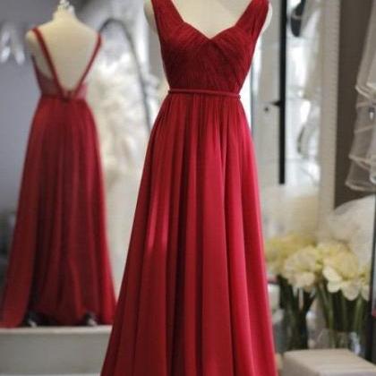 Gorgeous Wine Red Backless Straps Party Dresses,..