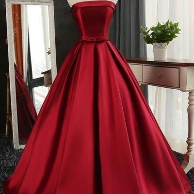 Dark Red Prom Dresses, Gorgeous Formal Gowns, Satin Long Party Dress 2019