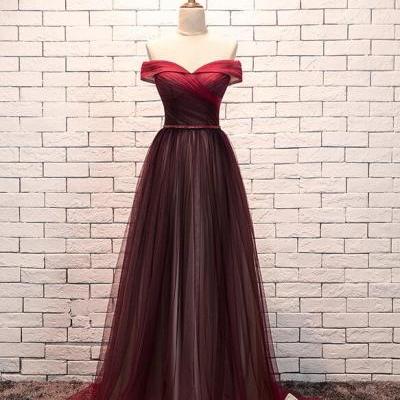 Gradient Red and Black Tulle Sweetheart Party Dress 2019, Long Formal Gown 2019