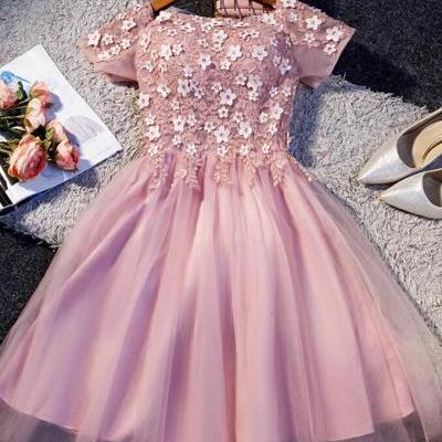 Cute Pink Tulle Short Dress, Tulle Party Dress 2019, Formal Dress 2019