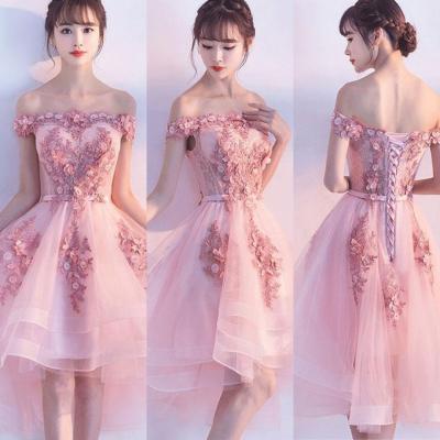 Cute Pink Homecoming Dress 2019, Off the Shoulder Party Dress