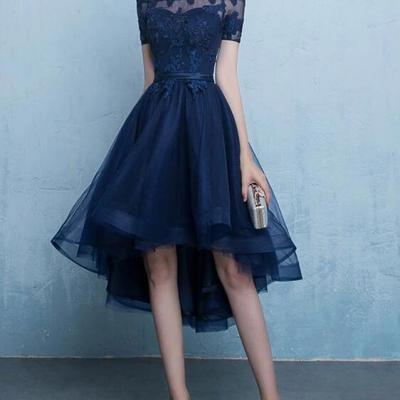 Navy Blue Tulle Homecoming Dress, Cute Homecoming Dress 2019, Short Party Dress