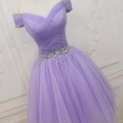 Cute Light Purple Sweetheart Knee Length Homecoming Dress, Short Prom Dress 