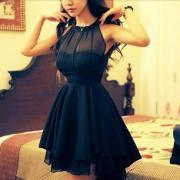 High Quality Charming Chiffon Black Dresses, Sexy Summer Dresses 2016, Black Knee Length Dresses