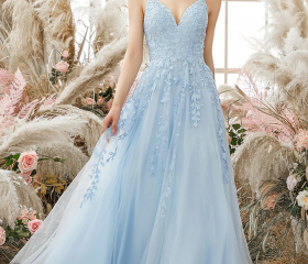 Sexy Open back Light Blue lace Tulle homecoming prom dresses, CM0020 main image 0