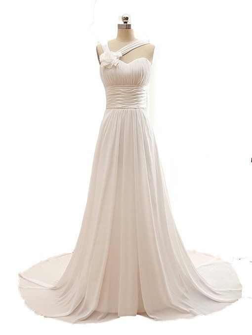 Elegant Ivory Chiffon Long Party Gowns, Chiffon Prom Dresses, Bridesmaid Dresses
