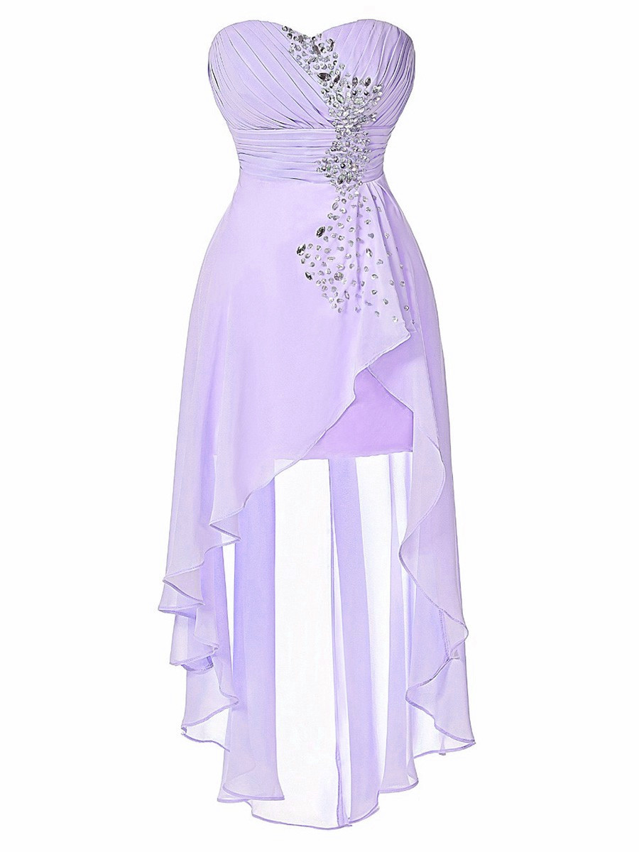Lovely High Low Lavender Short Chiffon Sweetheart Prom Dresses, Homecoming Dresses 2017, Short Formal Dresses
