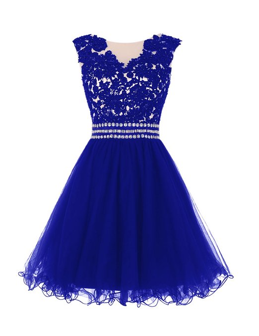 Fashionable Royal Blue Tulle Homecoming Dresses, Tulle Party Dresses, Short Prom Dresses, Handmade Formal Dresses 2017