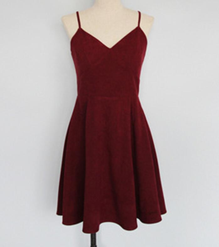 Simple Cute Wine Red Straps Homecoming Dresses, Velvet Party Dresses, Short Formal Dresses