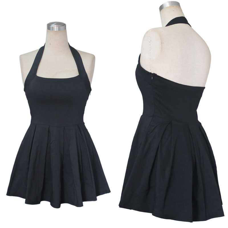 Simple Black Halter Short Summer Women Dresses, Summer Dresses, Little Black Dresses