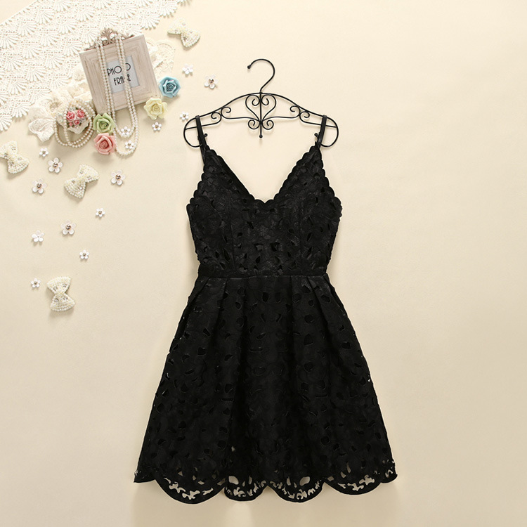 Chic Lace Straps Short/mini Summer Dresses, Cute Formal Dresses, Black Lace Party Dresses