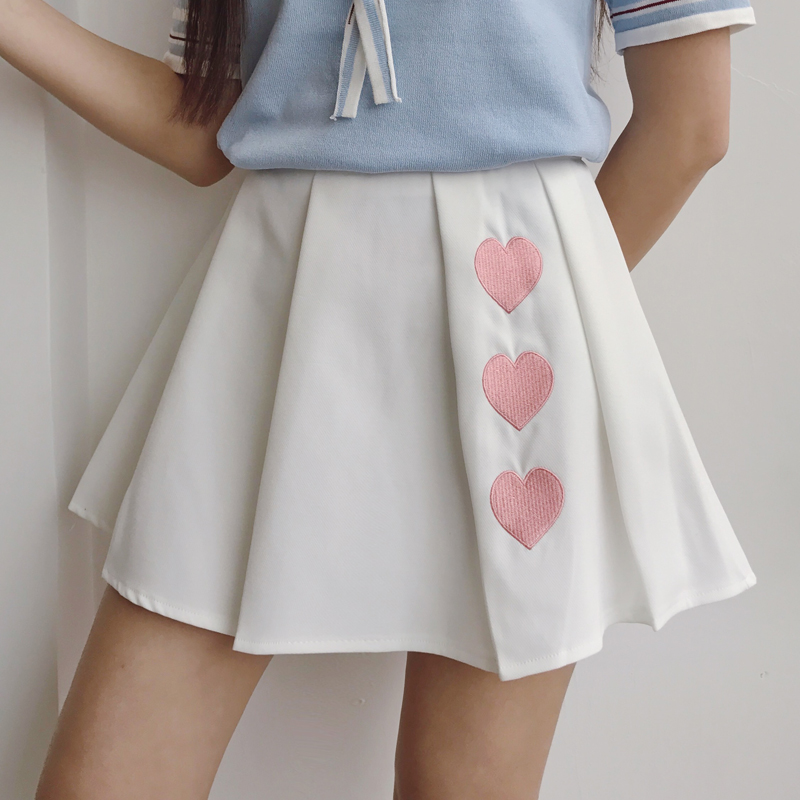 Lovely Triple Heart Tennis Skirt, Summer Short Skirts, Teen Skirts