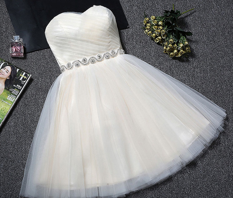 Beautiful Simple Ivory Tulle Lace-up Graduation Dresses, Short Prom Dresses, Style Homecoming Dresses For
