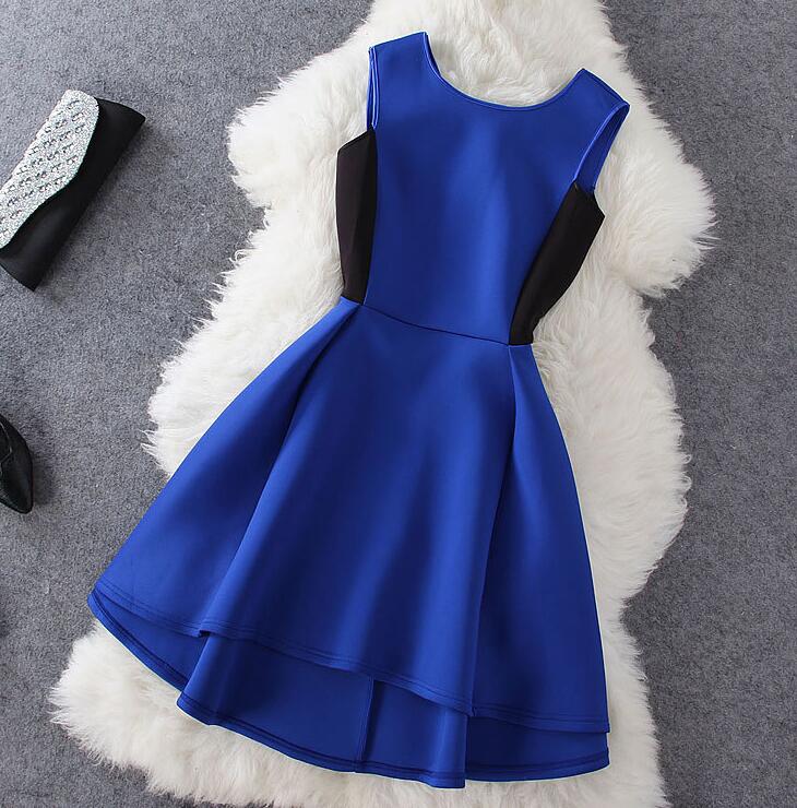 Pretty Royal Blue Short High Low V-back Summer Party Dresses In Stock, Blue Women Dresses