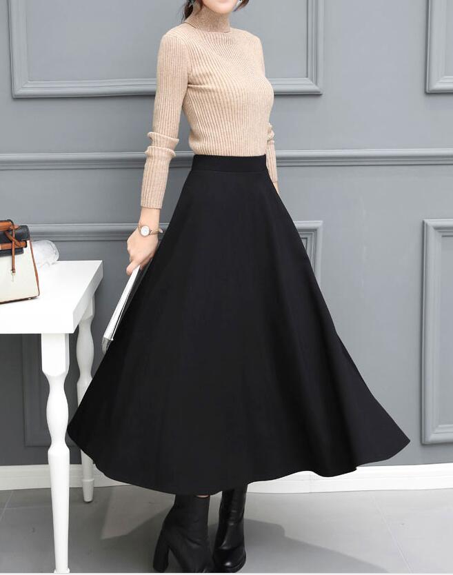 Winter Black Long Skirts, Fashionable Skirts 2018 For Autumn, Black Skirts For Women
