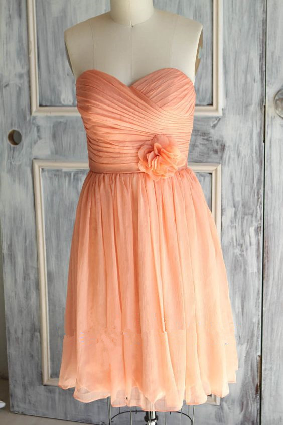 Orange Sweetheart Short Bridesmaid Dresses, Pretty Simple Bridesmaid Dresses, Lovely Wedding Party Dresses