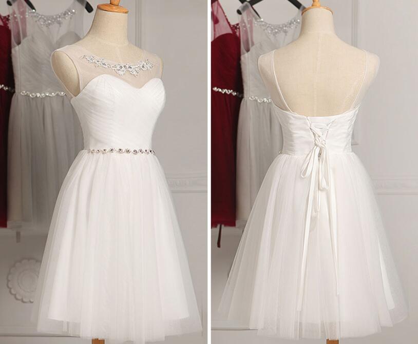 White Simple Graduation Dresses, Lovely Party Dresses, White Prom Dresses