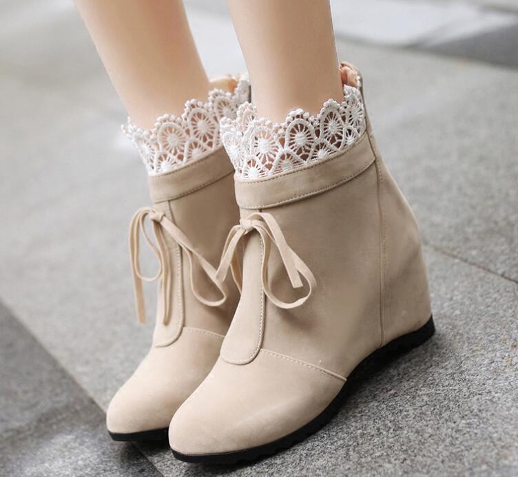 Cute Women Boots With Lace Detail, Teen Girls Shoes, Autumn/winter Shoes