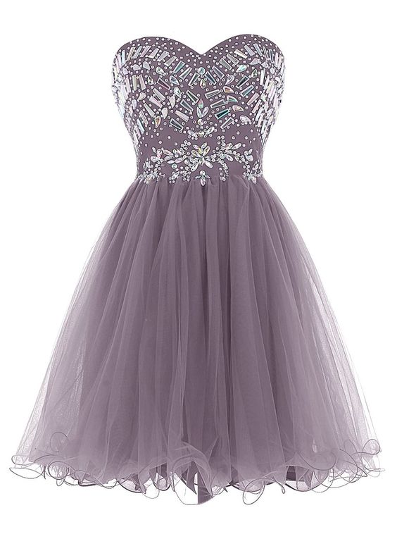Adorable Style Strapless Sweetheart Homecoming Dresses, Beading Short Prom Dress, Tulle Formal Dresses