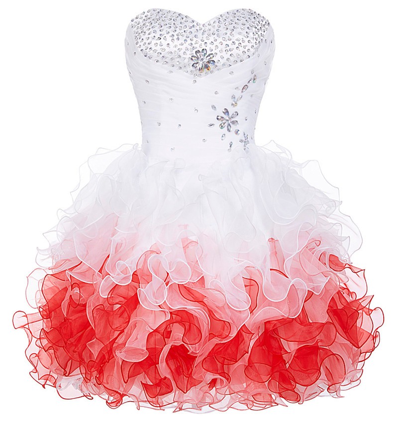 Cute White And Red Homecoming Dresses,beaded Homecoming Dress,short Prom Dresses 2018, Teen Formal Dresses