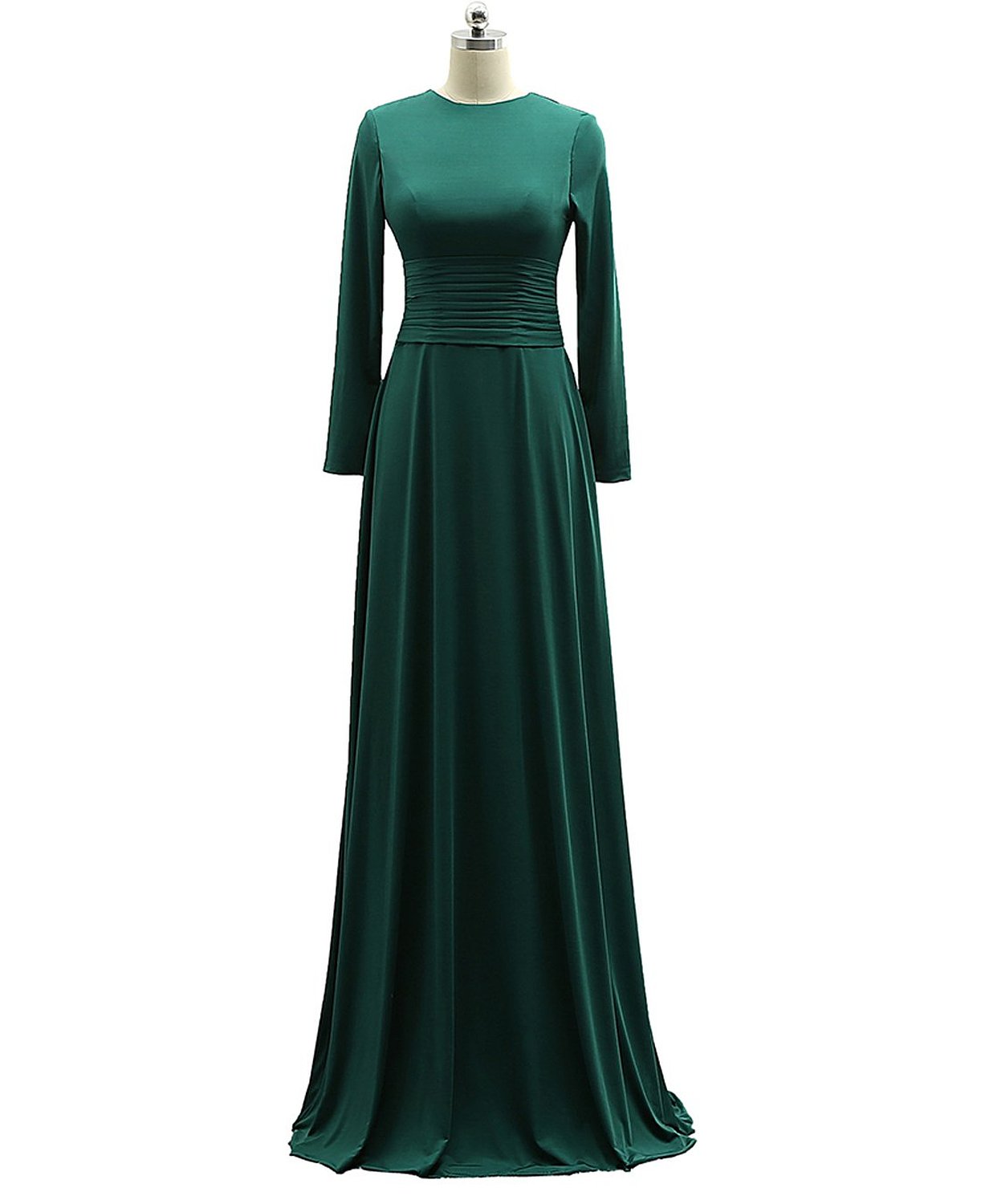 Stylish Long Sleeves Dark Green A-line Formal Dresses, Prom Gowns 2018, Evening Dresses 2018