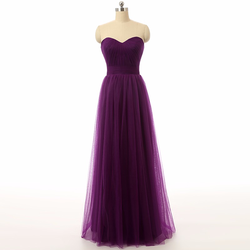 Simple Purple Tulle Long Bridesmaid Dresses, Bridesmaid Dresses 2018, Simple Prom Dresses